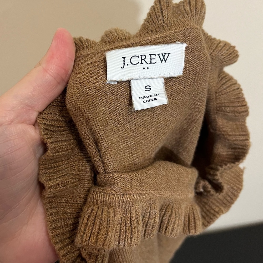 J. Crew Factory Cotton Ruffle Sweater With Buttons - Picture 5 of 11